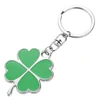 Fashion Novelty Items Flower Keyring Green Lucky Key Chain Ring Holder for Women Four Leaf Clover Metal Keychain