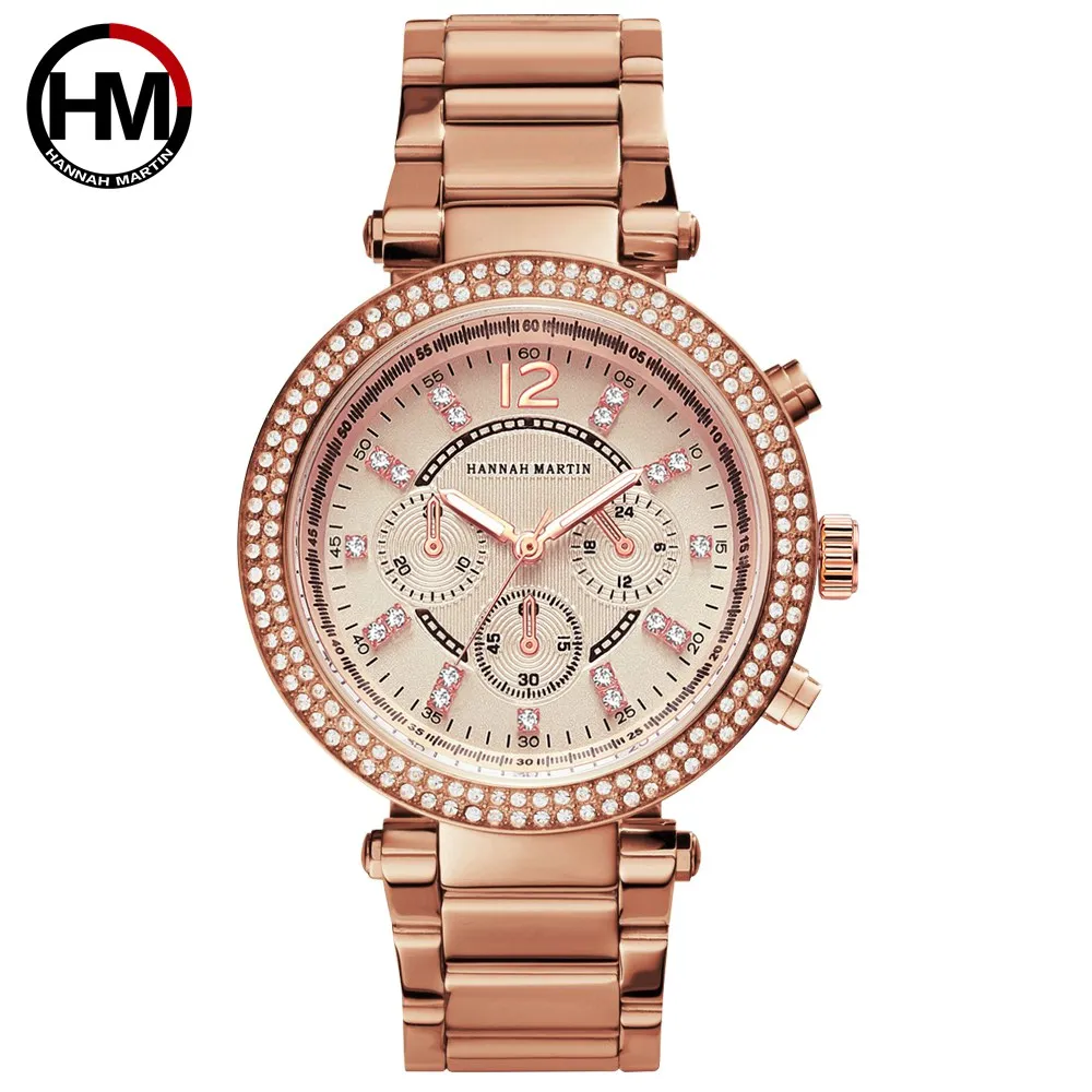 

HM-1196P Wholesale Rose Gold Watches For Women Ladies Quartz Stone Watches 2018 Luxury Diamond