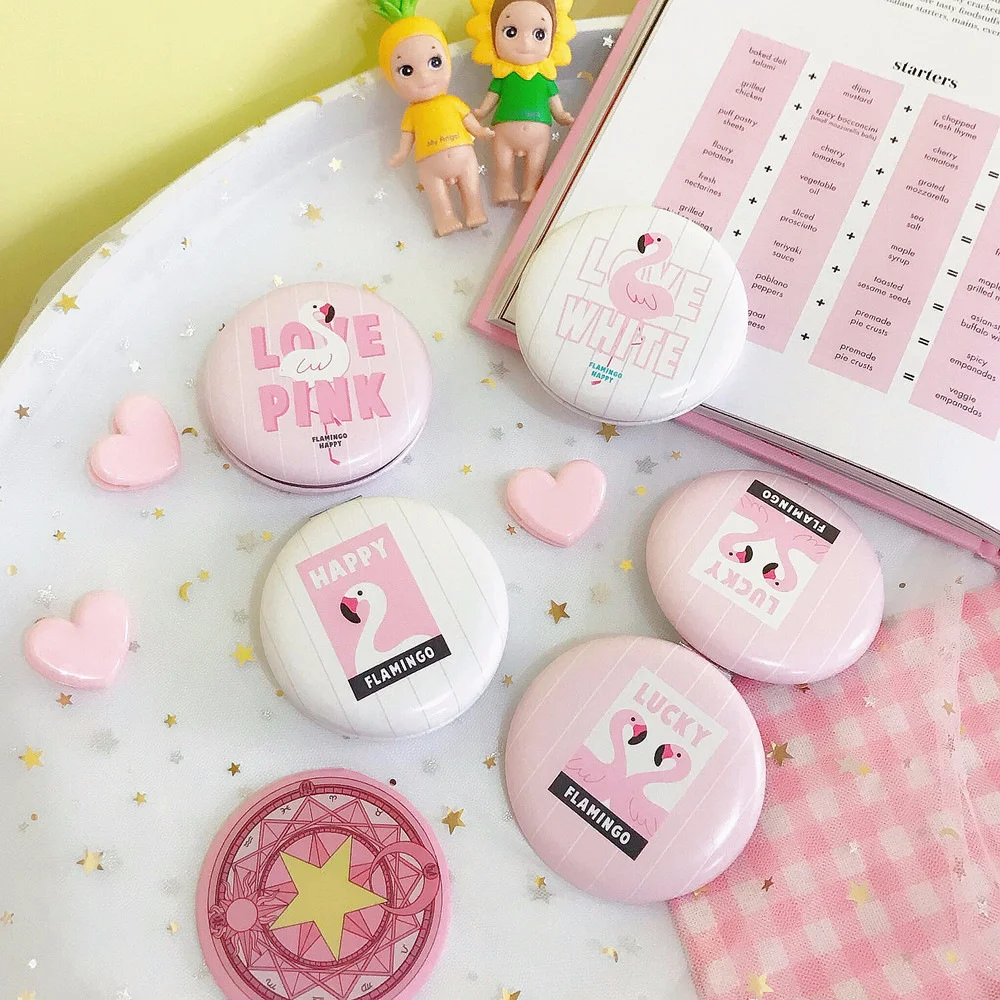 
Custom Print Logo Cute Acrylic Pocket Round Mini Make Up Hand Mirror For Makeup Small Vanity Mirror 