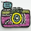 New arrival colorful DIY camera crystal embellished appliques patch embroidered sew on clothes WPHB-783