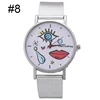 WJ-8358 Fashion Women Lips Alloy Case 8 Colors Mesh Good Quality Leather Band Watch
