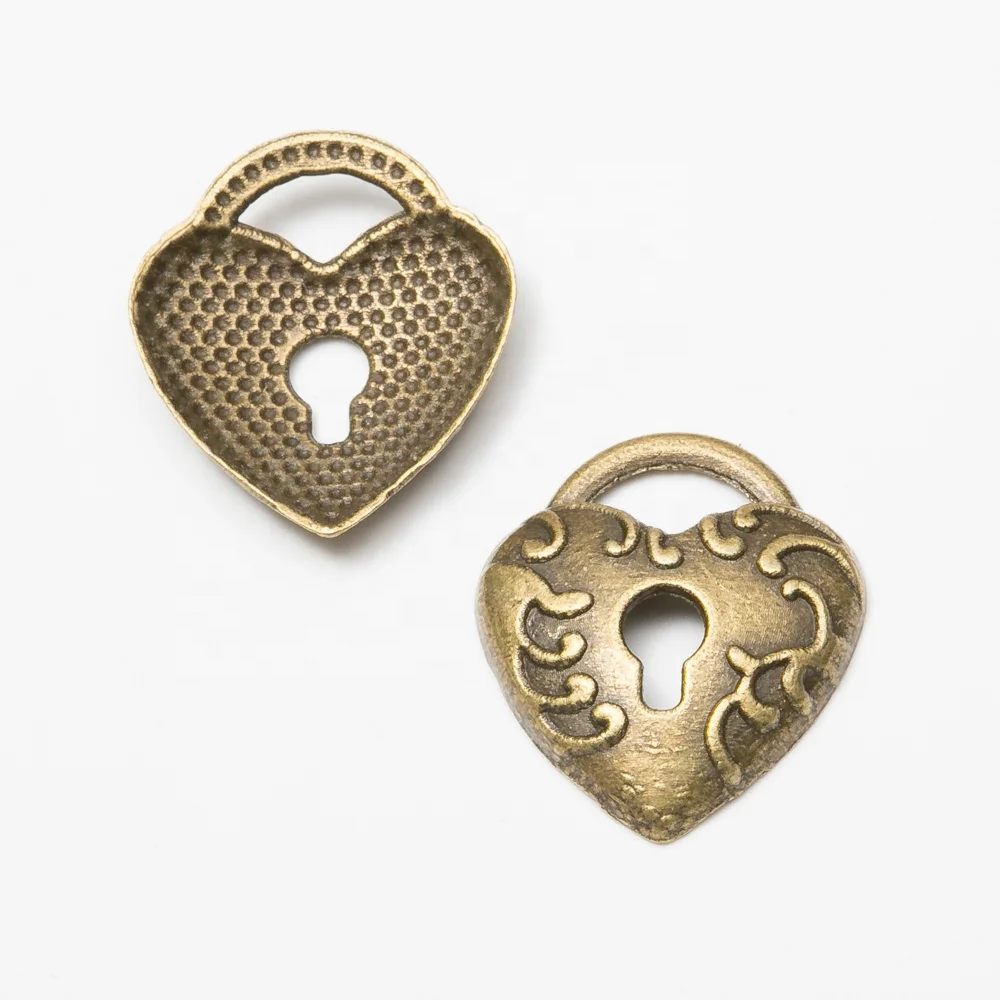 

Fashion jewelry Antique bronze metal alloy heart lock charms, N/a