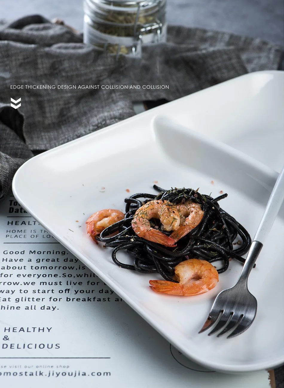 Ceramic separated pure white fast food hotel children's split breakfast tray support custom logo 10" 12"