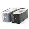 Eco-friendly gray rectangle book felt storage bins with button closure