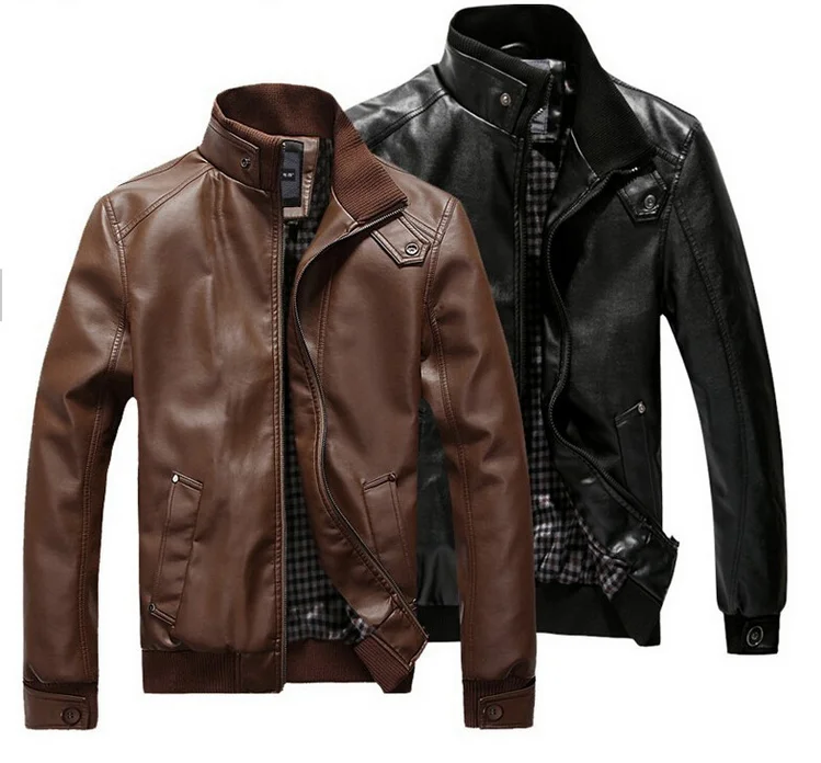 

ZY0813A wholesale new design leather motorcycle jacket, Black/brown