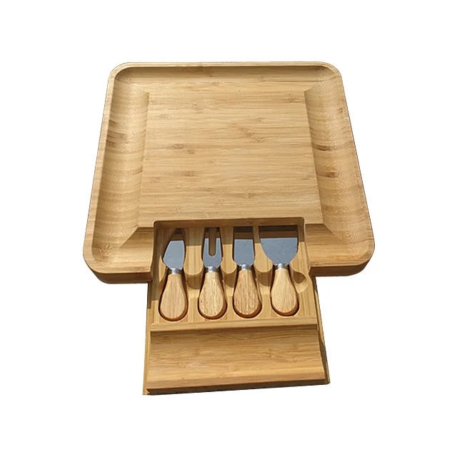 

Popular wholesale can be customized natural environmental protection tableware set of high quality bamboo cheese board, Natural wood colour