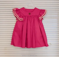 

Hot sell spring children frocks designs flutter sleeve woven cotton girls dress