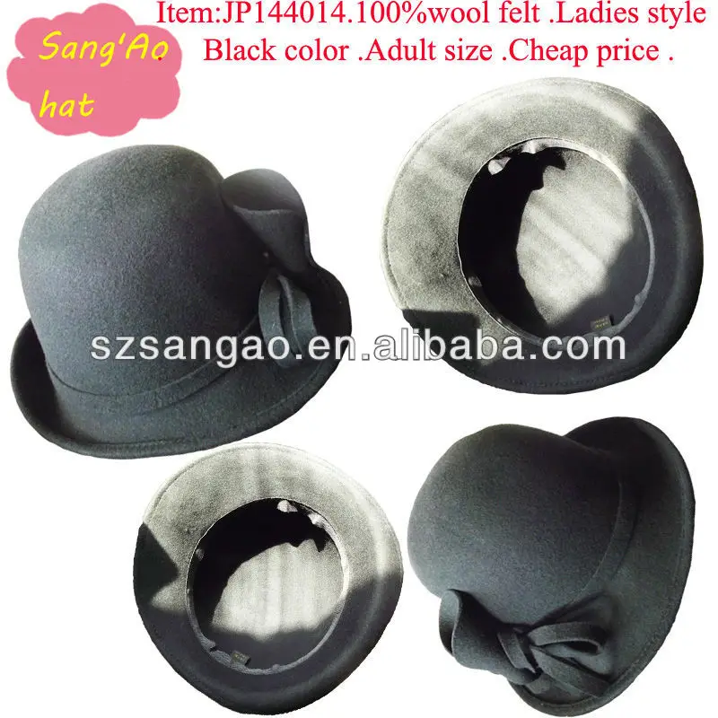 new Black wool church hat08