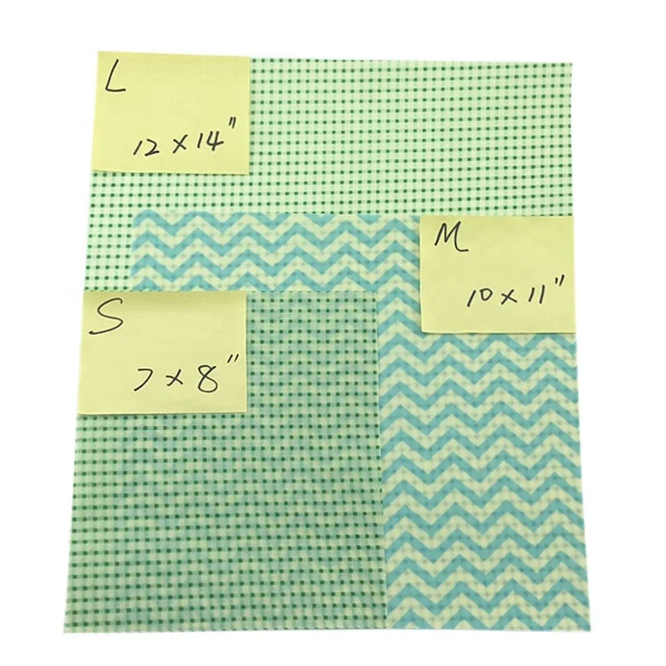 Custom Printed FDA Certified Organic Cotton Fabric Beeswax Wrap Reusable Food Wraps 