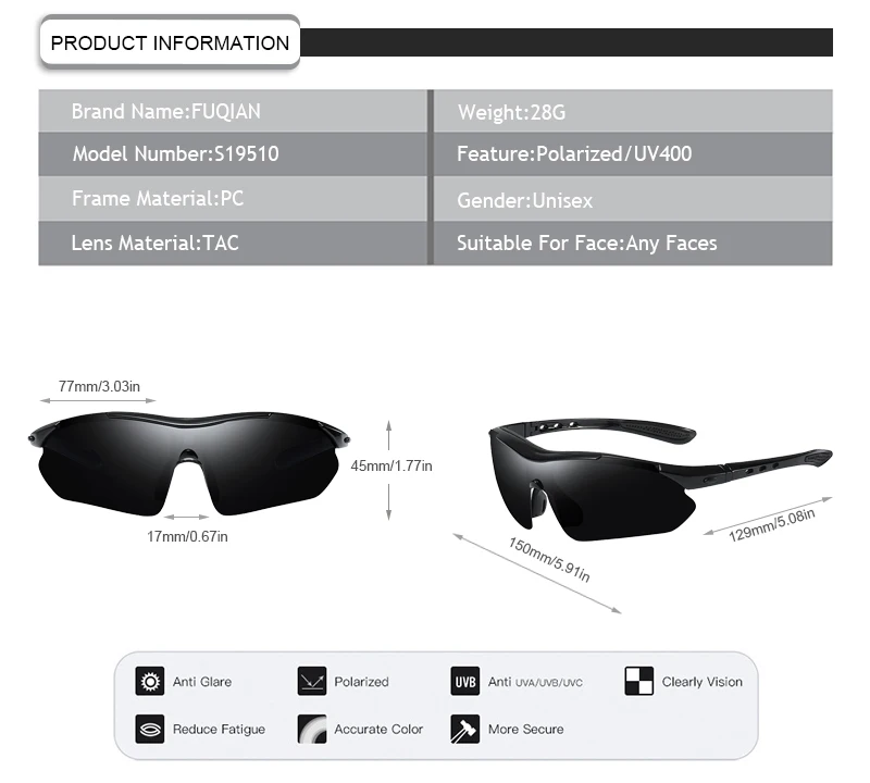 UV400 protection sports outdo polarized men women  cycling driving sunglasses