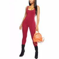 

Fitness Jumpsuit Side Stripped Backless Romper