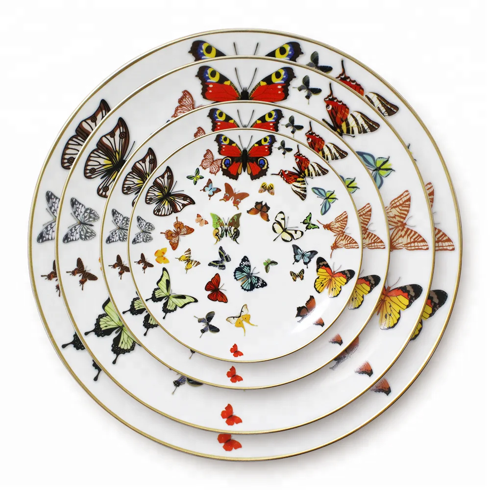 

Dinnerware set,unique elegance fine butterfly ceramic dinner sets, Gold