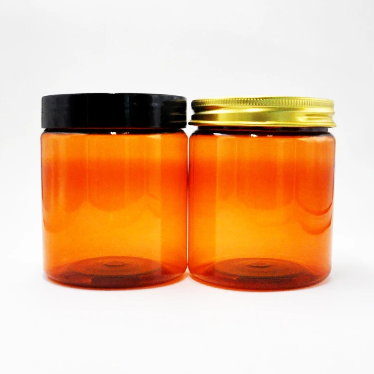 Amber Pet Plastic Jars With Gold Lid For Skin Care Cream Buy Plastic