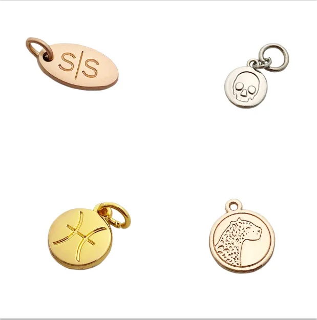 

High quality engraved logo custom metal pendant jewelry tags for decorations, Customized
