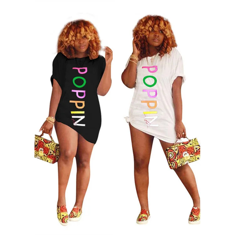 

M1047 Letter Print Short Sleeve Casual Dress