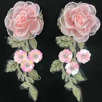 

custom flower sequin lace 3d embroidery patch for garment