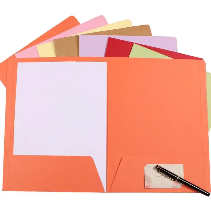 
Custom Logo Full Colours A4 Size Paper File Folder With pocket and Business Slots 