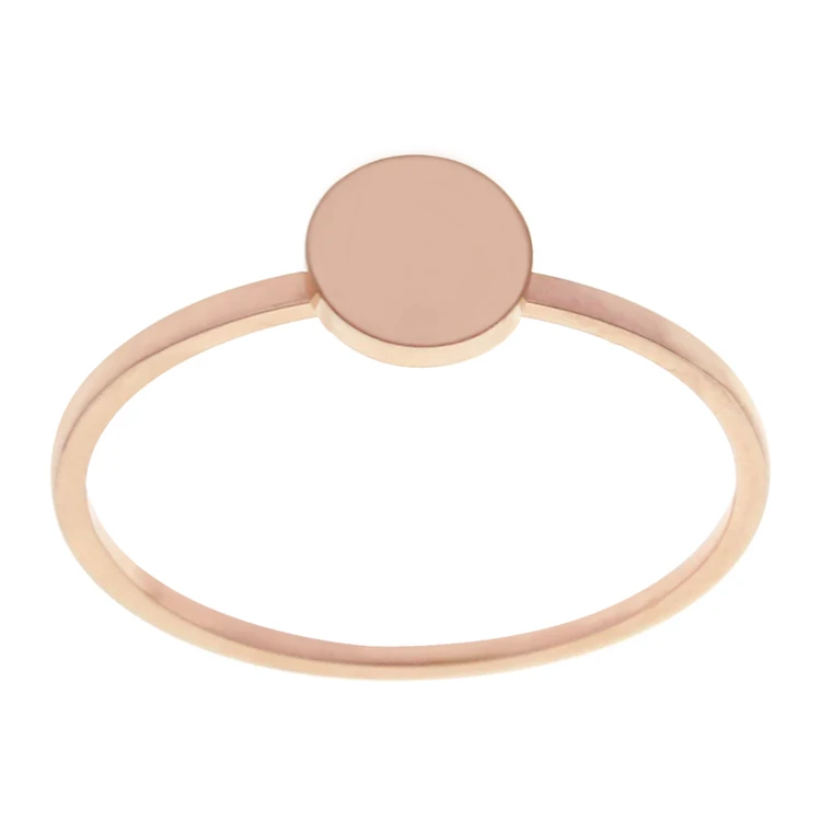 

ELBLUVF Stainless Steel Rose Gold Plated Circle Disk Dot Ring Make a wish