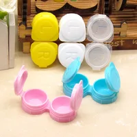 

Transparent beauty double box press type contact lens case flip box