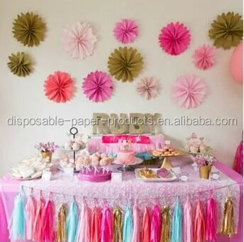 Princess Party Ideas Paper Fans Tassel Garland Party Idea Pastel