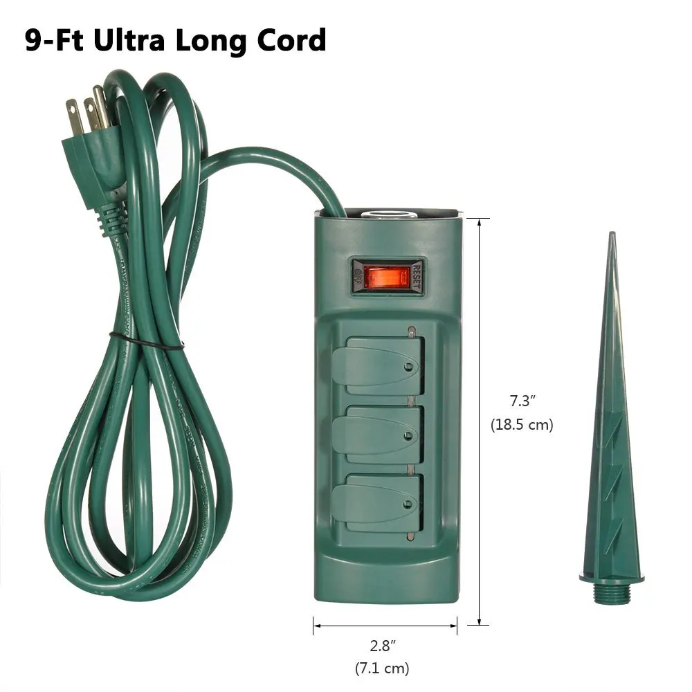 6 Outlet Outdoor Power Stake With Cover And On Off Switch,9 Ft Weatherproof Extension Cord Buy