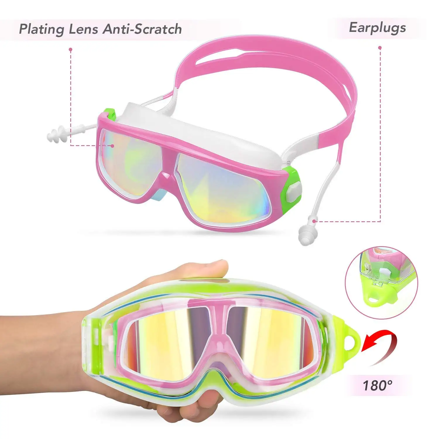 Kids Cartoon Funny Swimming Goggles Wide View Free Swim Goggles Anti