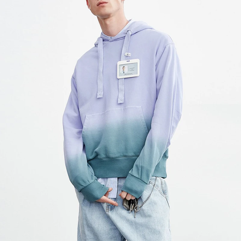 Men Street Wear Custom dropped shoulders pouch pocket tie dye t shirts hoodie pullover hoodies