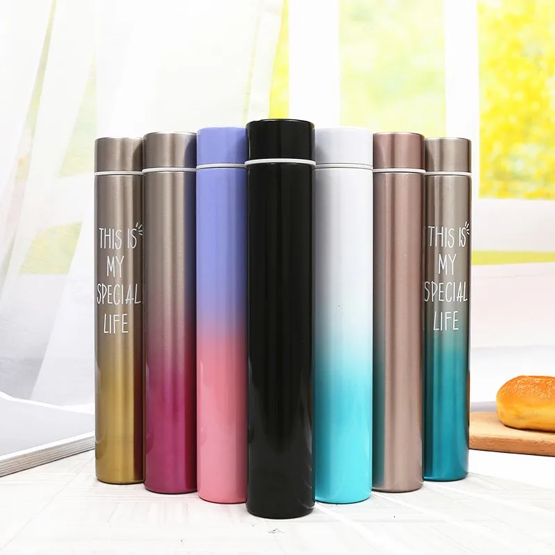 Slim Thin Stainless Steel Vacuum Insulated Thermos Cup Water Bottle ...