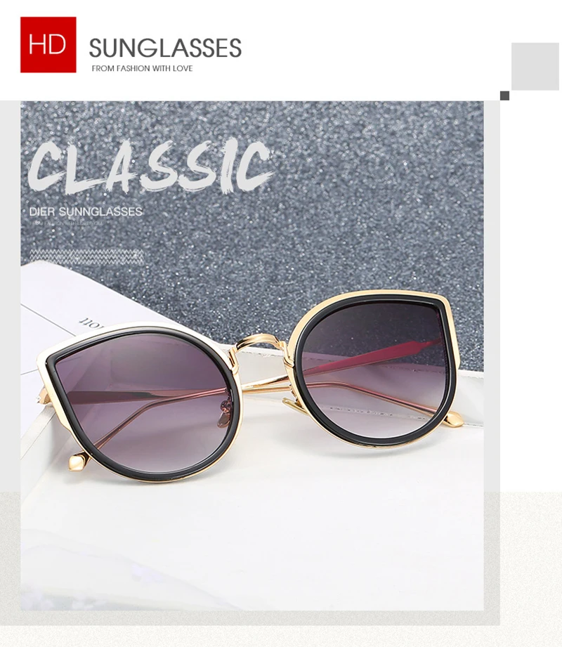 China Manufacturers Mirror Cat Eye Frame UV400 Trendy Women Sunglasses