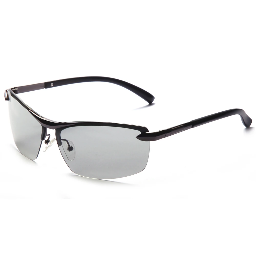 

Business Type Men Alloy Metal Material Frame Half Rim Grey Color Lens Discoloring Photochromic Sunglasses