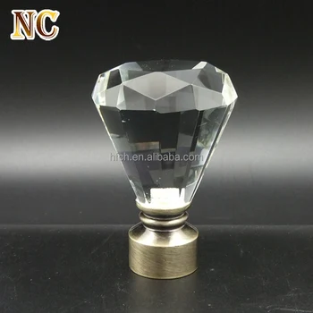 Fashion Newest Design Polygon Crystal Glass Curtain Rod Finial For