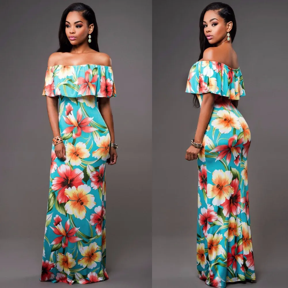 Pictures Of Latest Gowns Designs Brazil Off Shoulder Floral Print Fancy ...