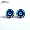Promotional Custom Button Power Earrings Neon Ear Nail Computer Button Power Earrings Jewelry Glass Ear Stud Cabochon Earrings