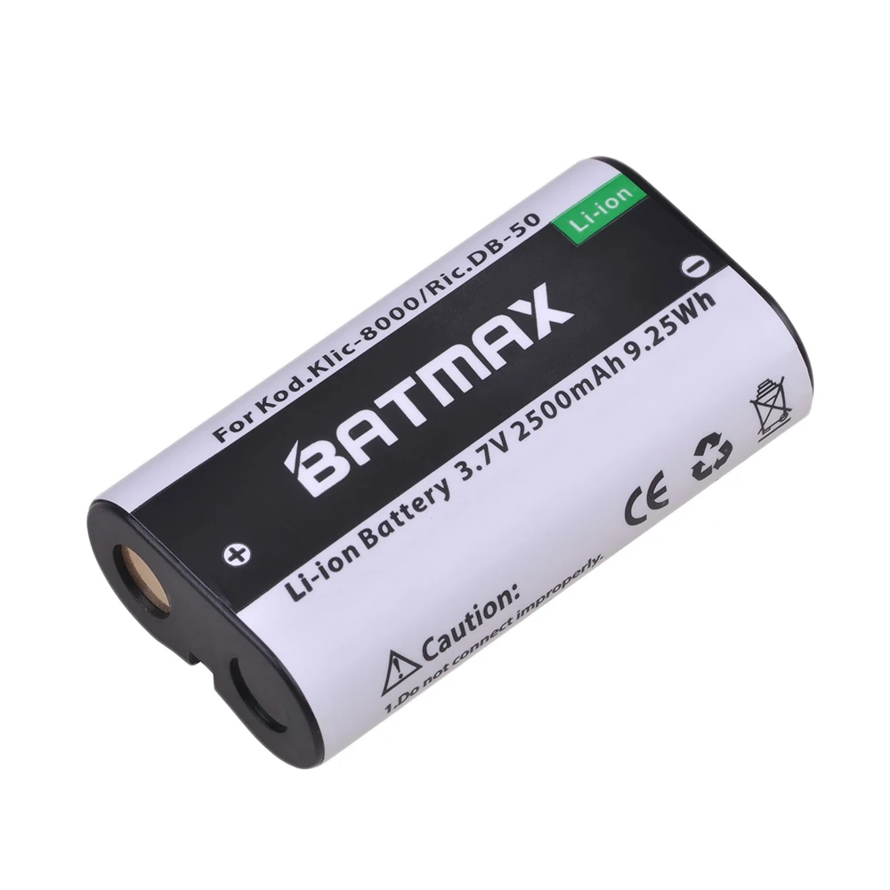 Batmax 2500 mAh KLIC-8000 KLIC8000 DB50 DB-50 Kamera Pil Için