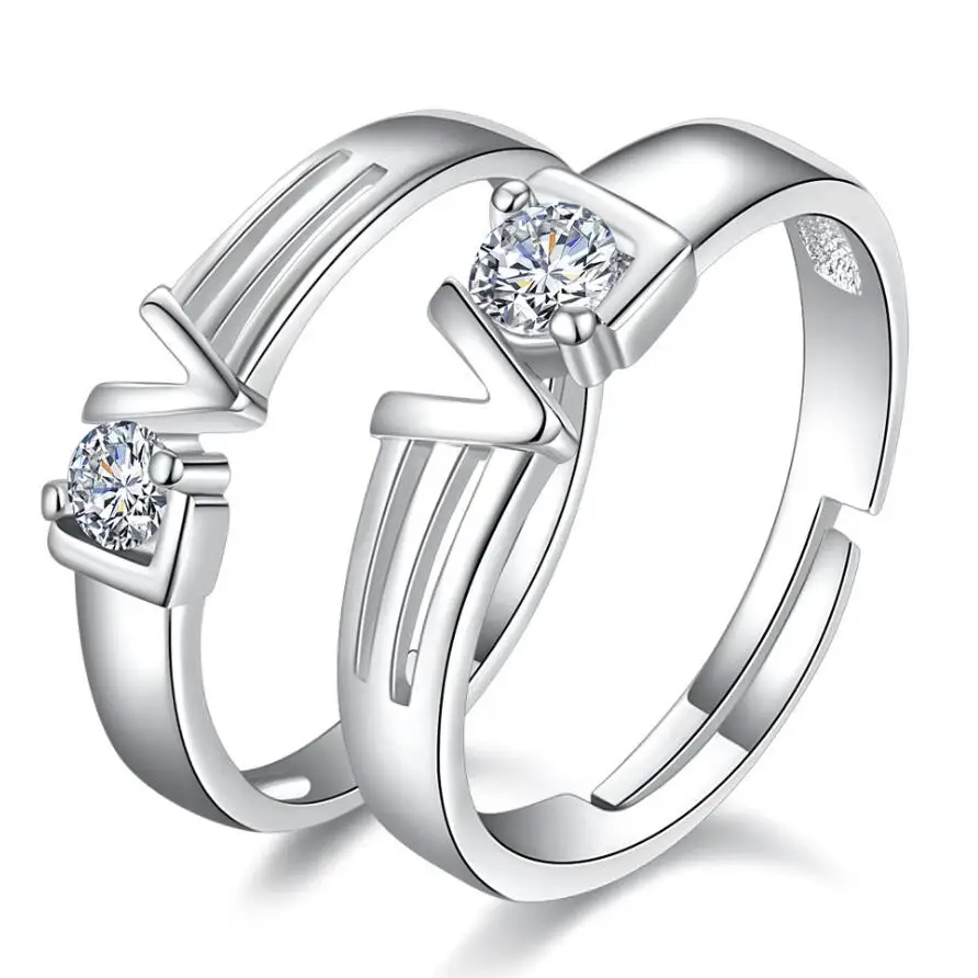 

Fashion LOVE letter couple ring silver adjustable wedding ring for men and women