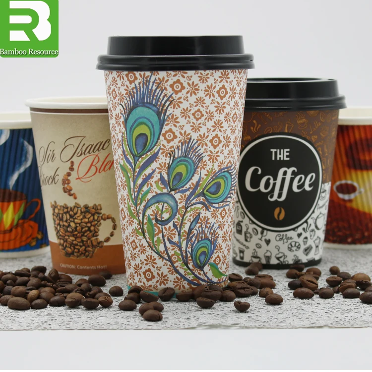 
Custom logo Printed Disposable biodegradable Single Wall Paper Coffee Cup with Lids 