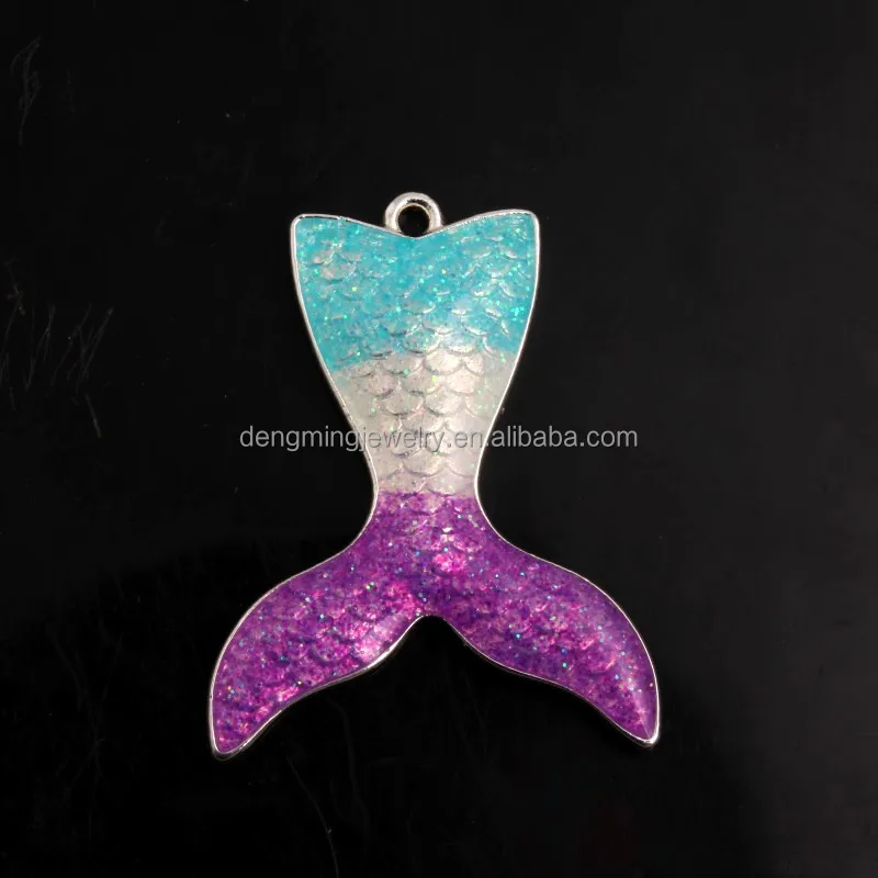 

RP-136 Mermaid Tail Alloy Custom Enamel Chunky Pendant Charms for Kids Necklace Bubblegum Jewelry 40x32MM