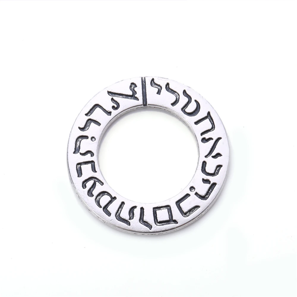 

Viking Jewelry Custom Silver Plated Metal Alloy Material Affirmation Ring Round Charm For Necklace