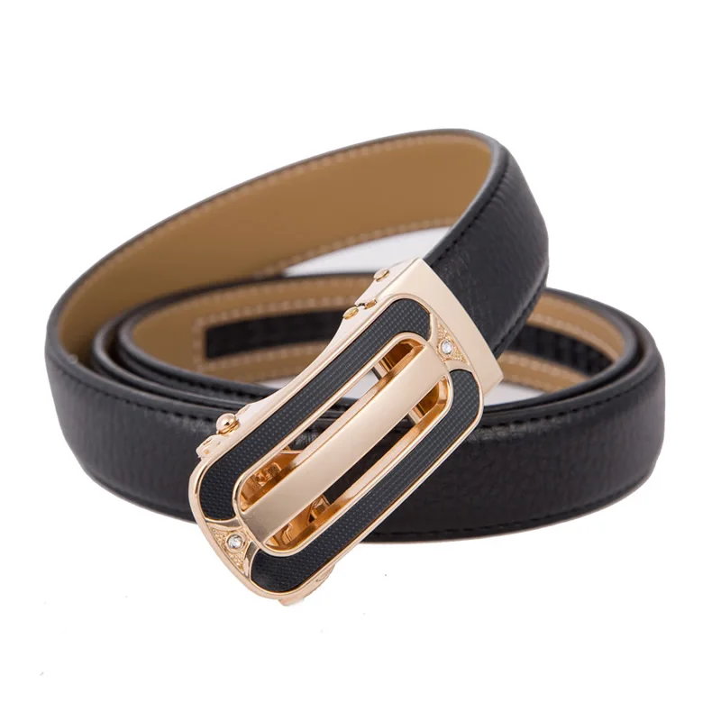 Fashion Skinny Genuine Leather Red Black Women Automatic Belt Buy