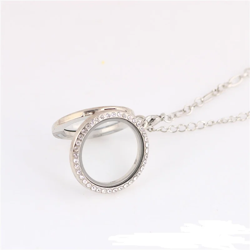 

Round Glass Locket Pendant with Rhinestone Jewelry for Gifts, Any color(pls mark it)