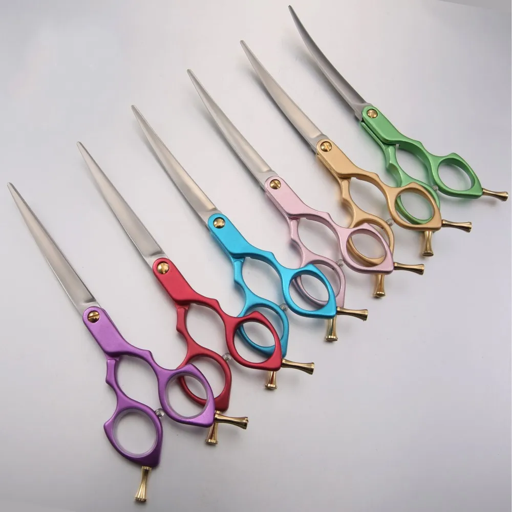 Aluminium handle pet grooming Scissors cutting shears 6.0 inch curved dog grooming scissors