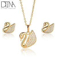 

DTINA ES-0301 2019 White Swan Pendant Women's Jewelry Set Necklace Earring Set