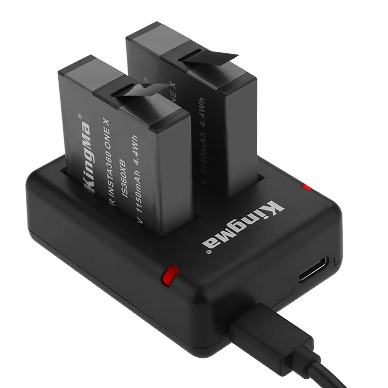 

KingMa IS360XB battery 2 pack and dual USB charger kit for Insta 360 ONE X, Black
