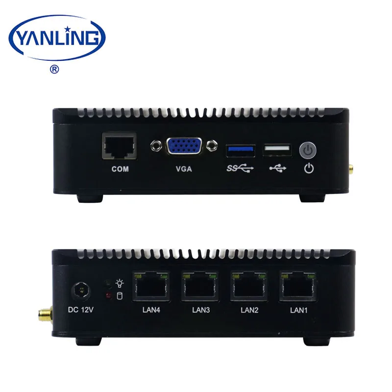 

ATOM E3845 VPN server Mini pc quad core fanless pfsense firewall with 4 Lan port router support AES-NI