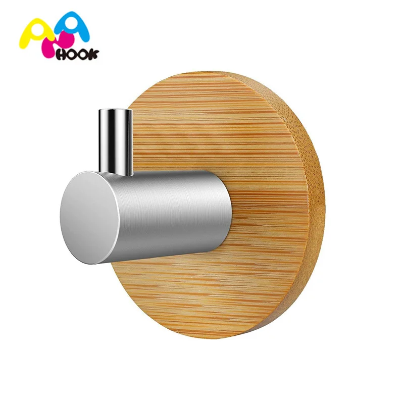 

ANA Self Adhesive Hooks Stainless Steel & Bamboo Ultra Strong Damage Free for clothes coat hat key bath and headphones