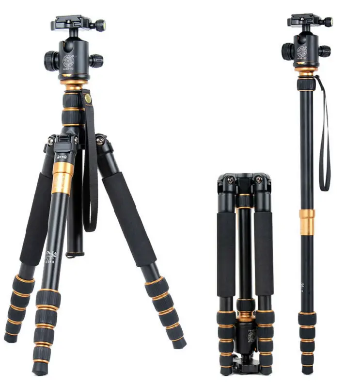 

QZSD-Q777 camera tripod stand with monopod can move center colomn, Golden