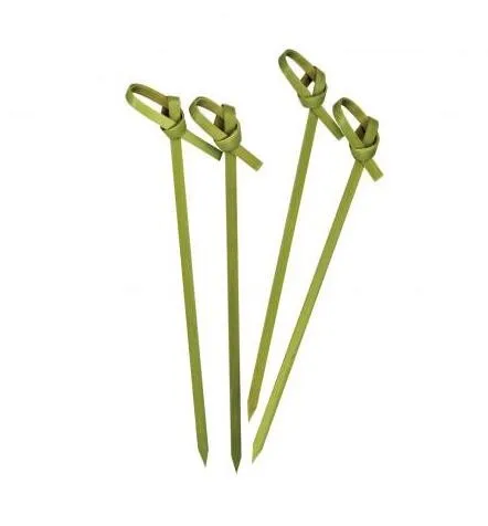 

100 PCS Disposable Bamboo Knot Skewers Bamboo Knot Picks Bamboo Picks Cocktail Flat Wooden Picks Twisted Ends Cocktail Party, Natural