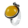 Saudi Arabia yellow single large stone silver ring for men