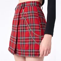 

China factory direct sale low MOQ ladies vintage plaid skirt