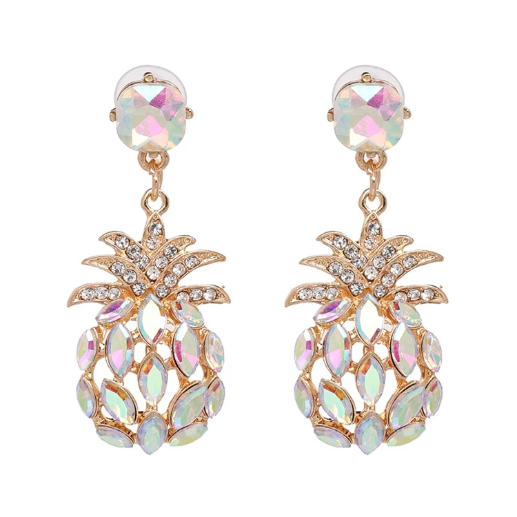 

ER-188038 New Design Stone Inlay Detail Filigree Pineapple Fancy Drop Dangle Earrings For Ladies, 7 colours